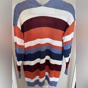 Striped sweater cardigan duster size small